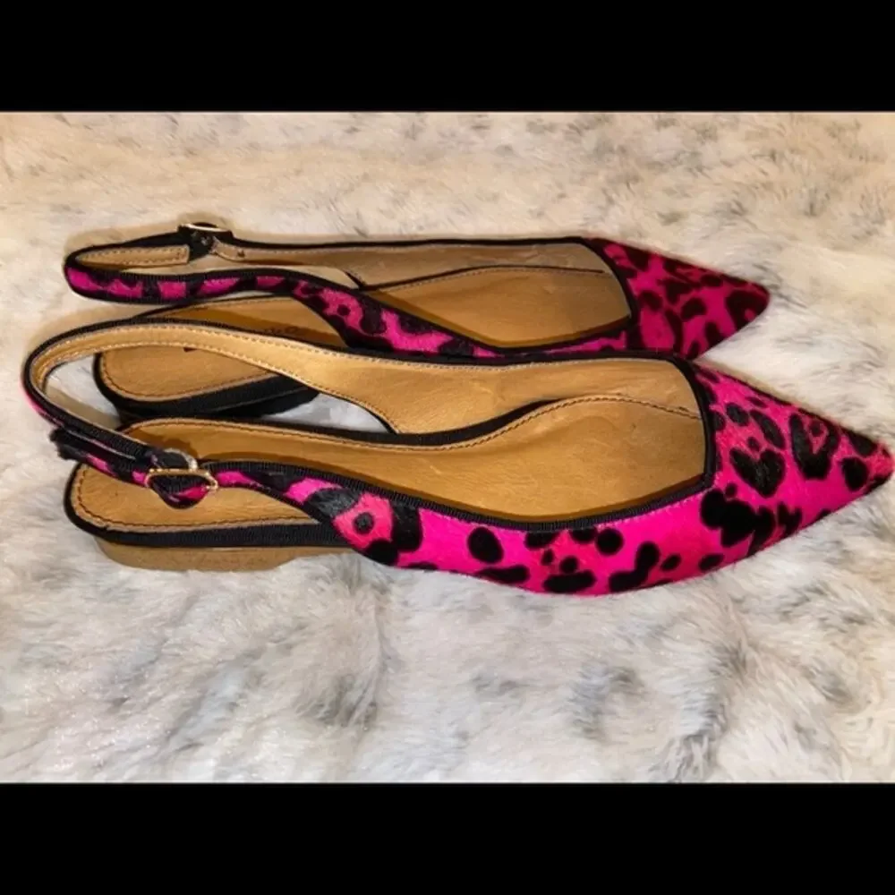 Matiko Fuchsia Pink Leopard Pointed Toe‎ Flats 6 36